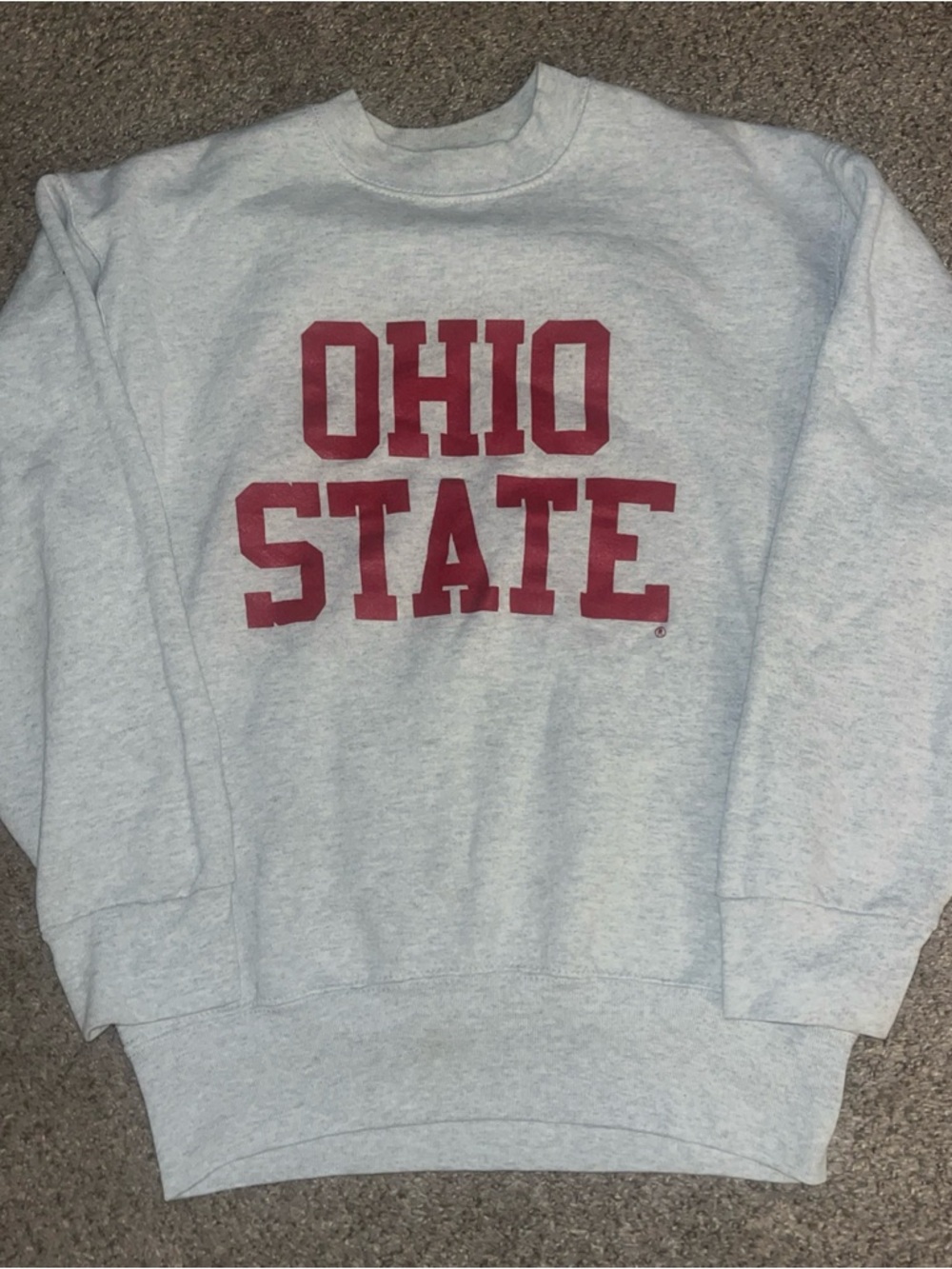 Vtg Ohio State Crewneck Sweatshirt Spellout Fruit Of Loom Made USA Medium Gray